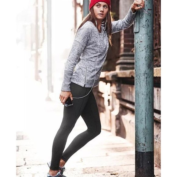 Athleta Blissful Sharkbite Sweatshirt Grey Heather Zippers High-Low Edgy Sweater - Picture 5 of 9